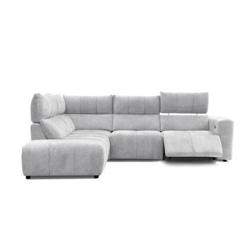 Canapé angle relax électrique gauche UNIVERS tissu forte gris clair