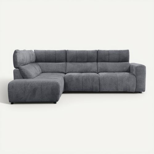 Canapé angle relax électrique gauche UNIVERS tissu forte anthracite vue de face