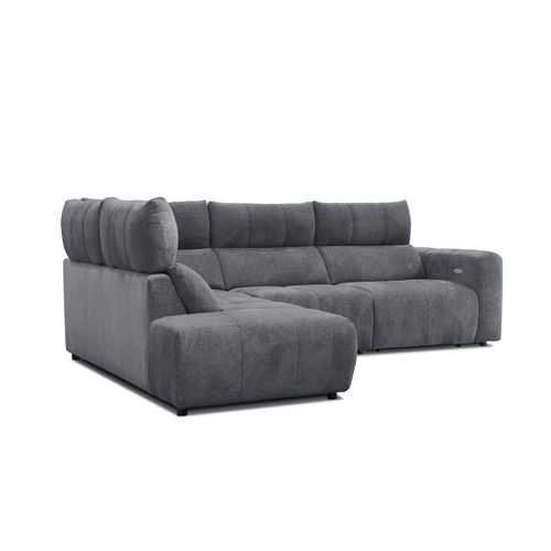 Canapé angle relax électrique gauche UNIVERS tissu forte anthracite vue de profil