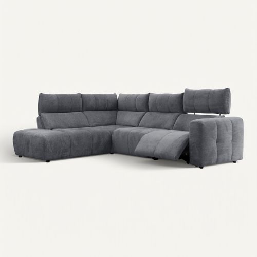 Canapé angle relax électrique gauche UNIVERS tissu forte anthracite
