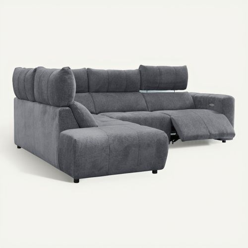 Canapé angle relax électrique gauche UNIVERS tissu forte anthracite