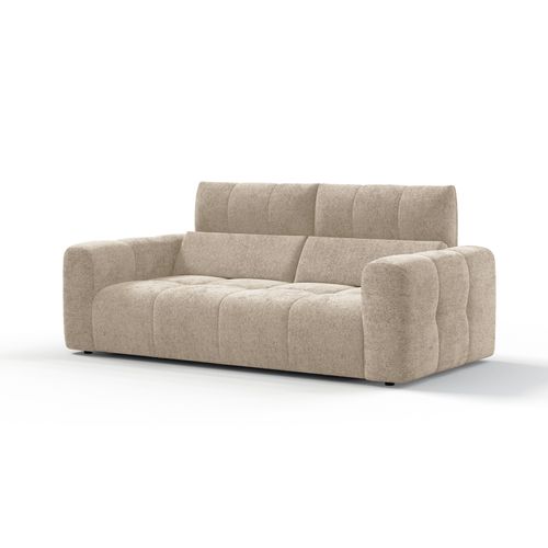 Canapé 3 places fixe UNIVERS tissu fote beige foncé vue de profil