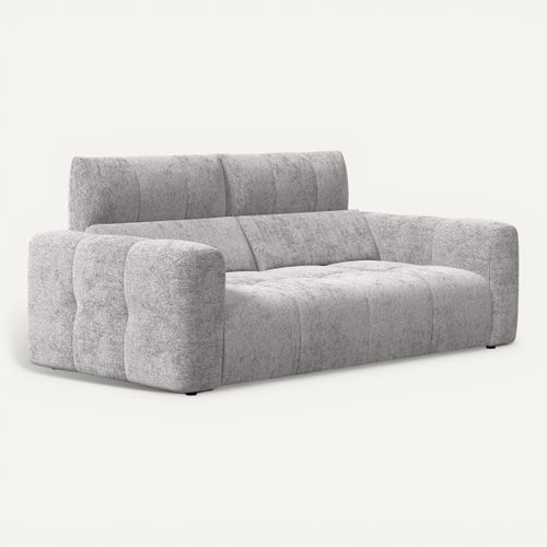 Canapé 3 places fixe UNIVERS tissu forte gris clair vue 3/4