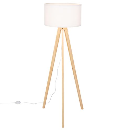 Lampadaire trépied H. 144 cm KIRSTEN 2 Naturel et blanc