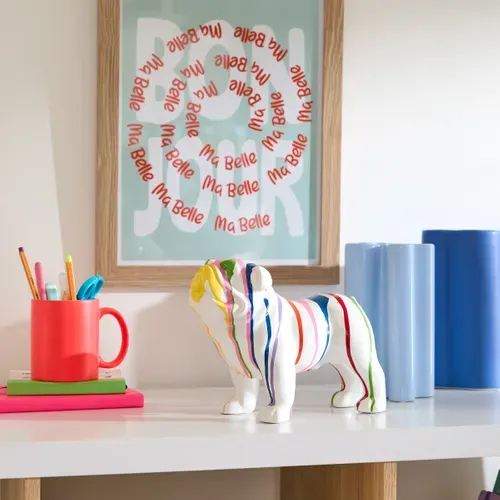 Statue chien résine H. 19 cm CHANCE 2 Multicouleur vue d'ambiance 1