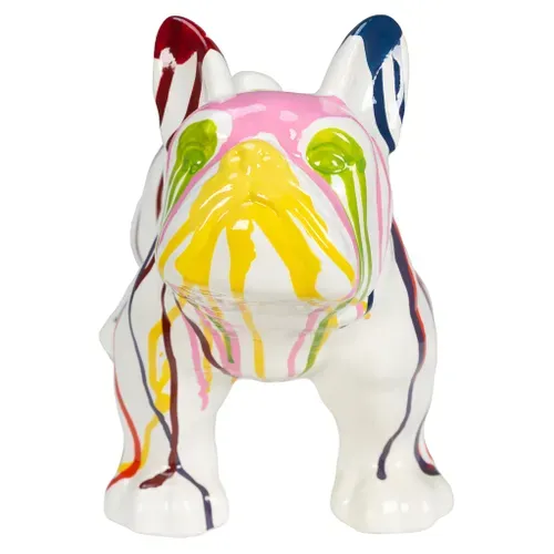 Statue chien résine H. 19 cm CHANCE 2 Multicouleur vue de face