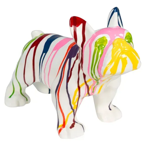 Statue chien résine H. 19 cm CHANCE 2 Multicouleur vue 3/4