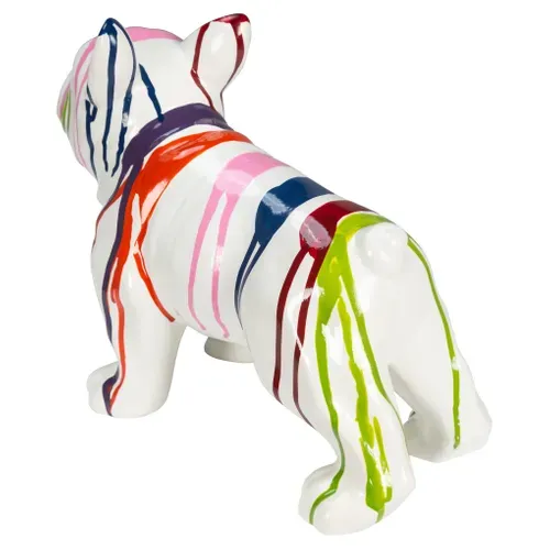 Statue chien résine H. 19 cm CHANCE 2 Multicouleur vue de derrière