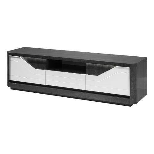 Meuble TV L.170 MATERA Blanc/imitation chêne gris vue de profil