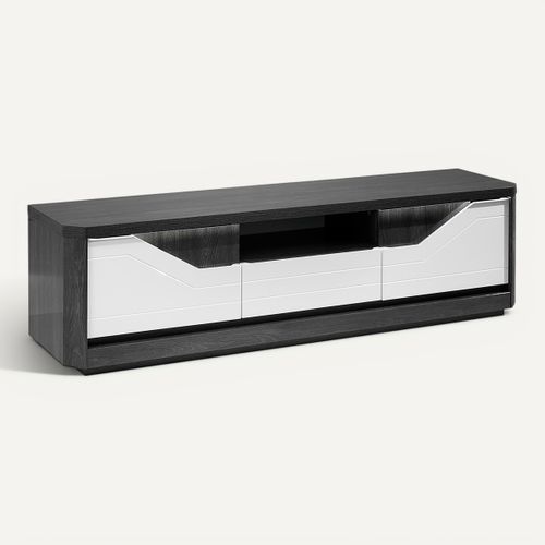 Meuble TV L.170 MATERA Blanc/imitation chêne gris vue 3/4