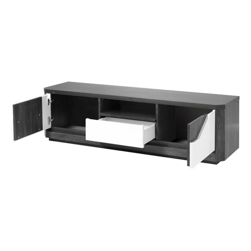 Meuble TV L.170 MATERA Blanc/imitation chêne gris