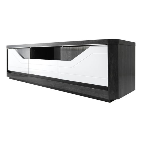 Meuble TV L.200 MATERA Blanc/imitation chêne gris