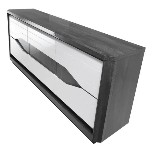 Buffet 3P L.180 MATERA Blanc/imitation chêne gris