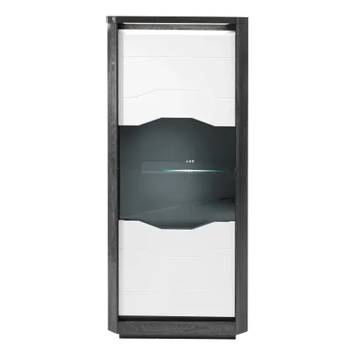 Vitrine 1P L.70 MATERA Blanc/imitation chêne gris