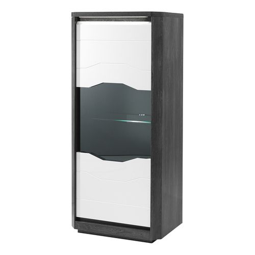Vitrine 1P L.70 MATERA Blanc/imitation chêne gris