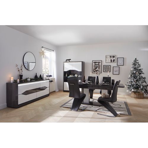 Vitrine 2P L.120 MATERA Blanc/imitation chêne gris