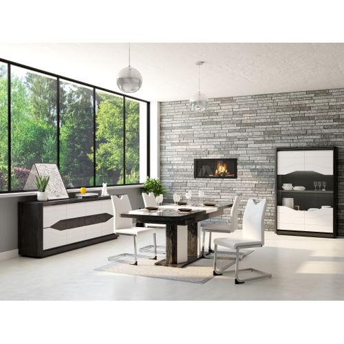 Vitrine 2P L.120 MATERA Blanc/imitation chêne gris