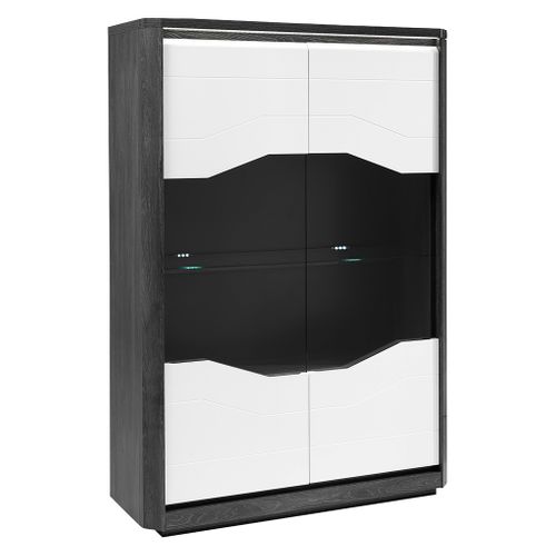 Vitrine 2P L.120 MATERA Blanc/imitation chêne gris