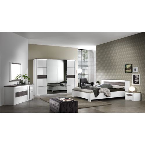 Commode 3 tiroirs 1 porte L.155 cm VERTIGO blanc et imitation chêne gris