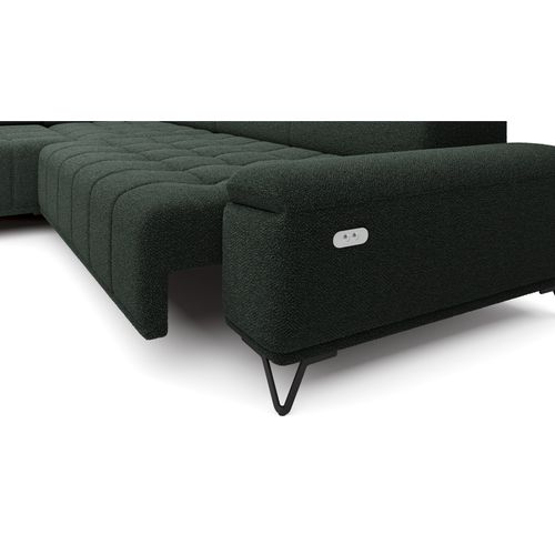 Canapé d'angle gauche relax PALLADIO tissu bubble vert vue accessoires