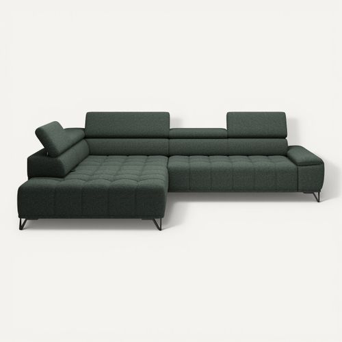 Canapé d'angle gauche relax PALLADIO tissu bubble vert vue de face