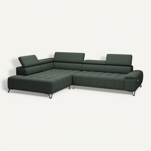Canapé d'angle gauche relax PALLADIO tissu bubble vert vue 3/4