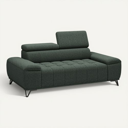 Canapé 2 places PALLADIO tissu bubble vert vue 3/4