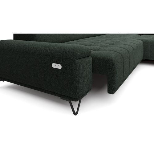 Canapé d'angle droit relax PALLADIO tissu bubble vert vue accessoires