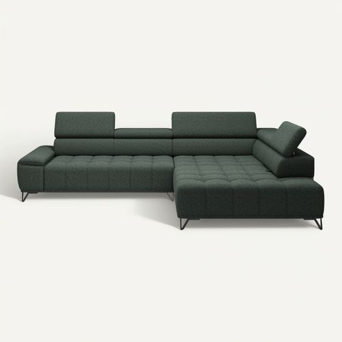 Canapé d'angle droit relax PALLADIO tissu bubble vert vue de face