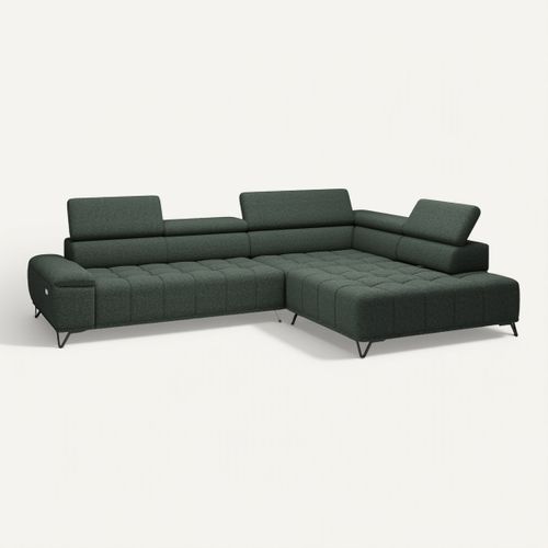 Canapé d'angle droit relax PALLADIO tissu bubble vert vue 3/4
