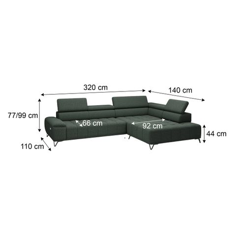 Canapé d'angle droit relax PALLADIO tissu bubble vert
