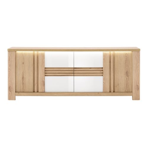 Buffet 4 portes PALAZZO imitation chêne/ blanc vue de face