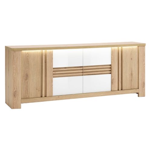 Buffet 4 portes PALAZZO imitation chêne/ blanc vue 3/4