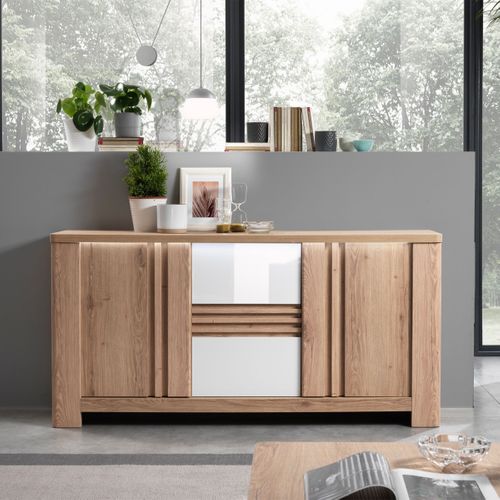 Buffet 3 portes PALAZZO imitation chêne/ blanc