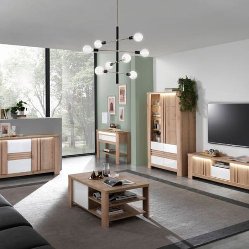 Table basse PALAZZO imitation chêne/ blanc