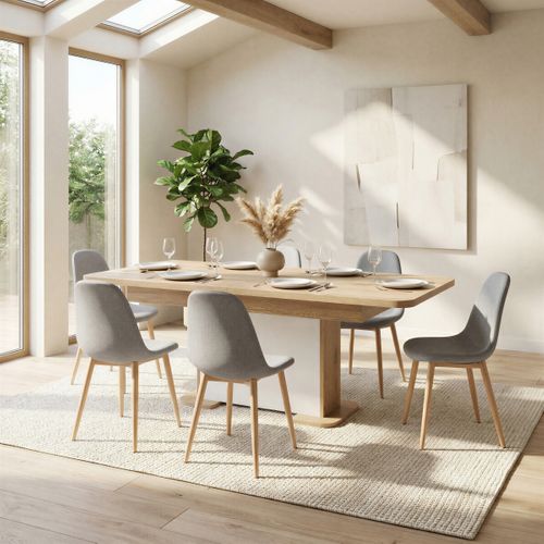 Table extensible L. 180/220 cm PALAZZO imitation chêne/ blanc vue d'ambiance 1