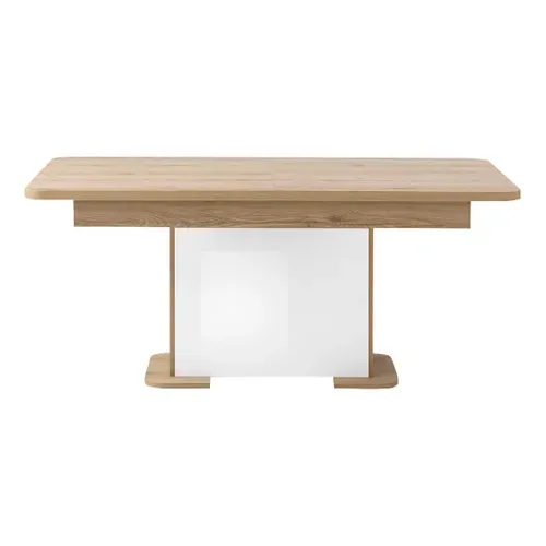 Table extensible L. 180/220 cm PALAZZO imitation chêne/ blanc vue de face