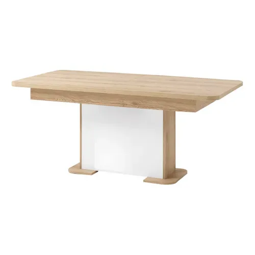 Table extensible L. 180/220 cm PALAZZO imitation chêne/ blanc vue de profil