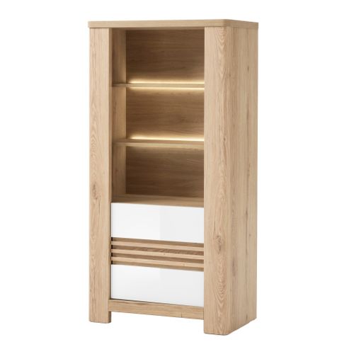 Bibliotheque PALAZZO imitation chêne/ blanc vue de profil