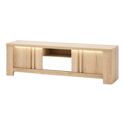 Meuble TV PALAZZO imitation chêne/ blanc vue de profil