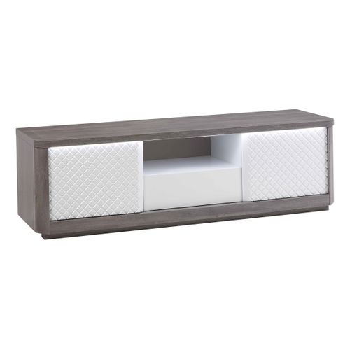 Meuble TV L.170 cm CARTESIA imitation chêne gris et blanc