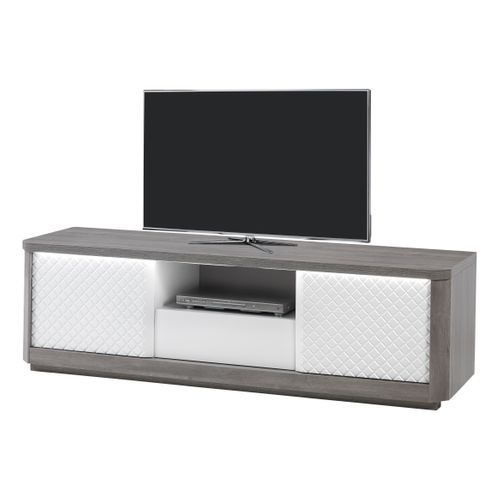 Meuble TV L.170 cm CARTESIA imitation chêne gris et blanc