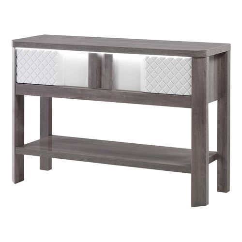 Console CARTESIA imitation chêne gris et blanc vue de profil