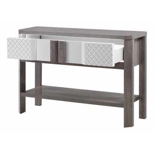 Console CARTESIA imitation chêne gris et blanc