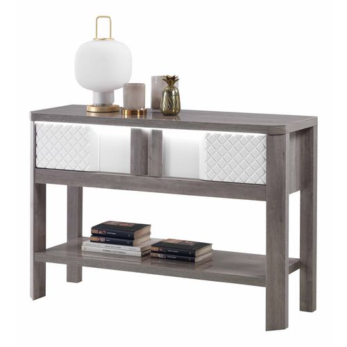 Console CARTESIA imitation chêne gris et blanc