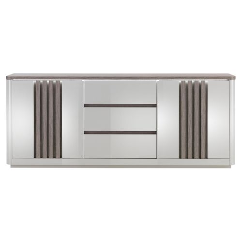 Buffet 2P/3T L 210 PESARO imitation chêne gris et gris