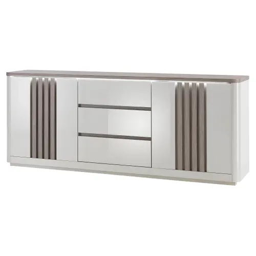 Buffet 2P/3T L 210 PESARO imitation chêne gris et gris