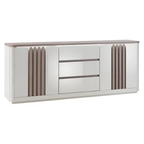 Buffet 2P/3T L 210 PESARO imitation chêne gris et gris