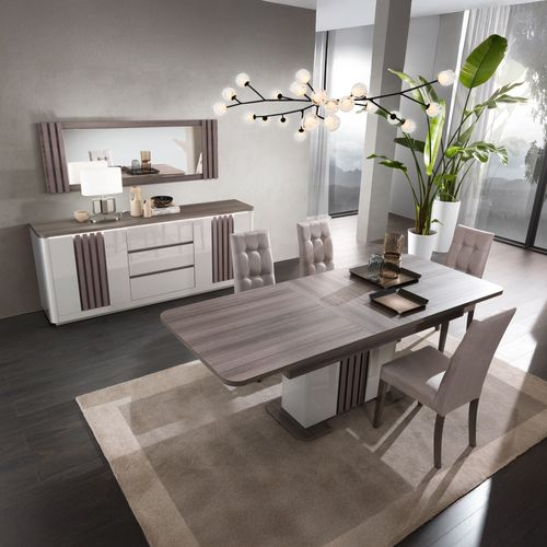 Buffet 2P/3T L. 170 cm PESARO imitation chêne gris et gris