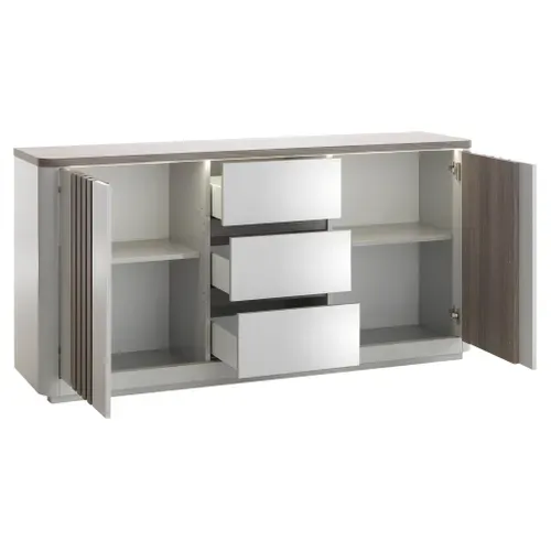 Buffet 2P/3T L. 170 cm PESARO imitation chêne gris et gris